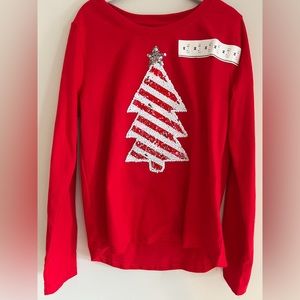 Girls Christmas tree 🎄 shirt with reversible colors on tree sequins